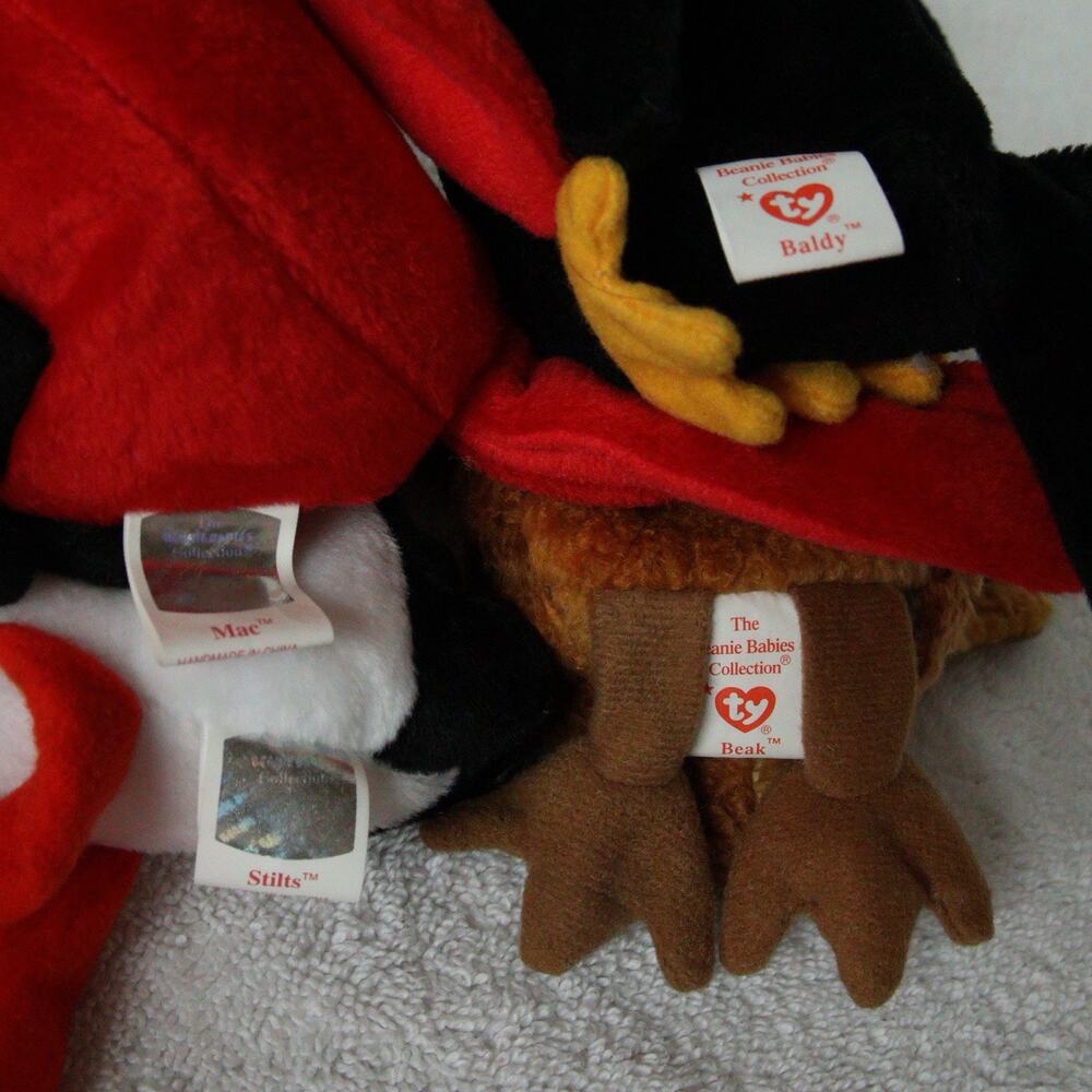 Ty Beanie Babies Bird Lot of 8 Stretch Early KuKu Eggbert Mac Stilts - Picture 10 of 12